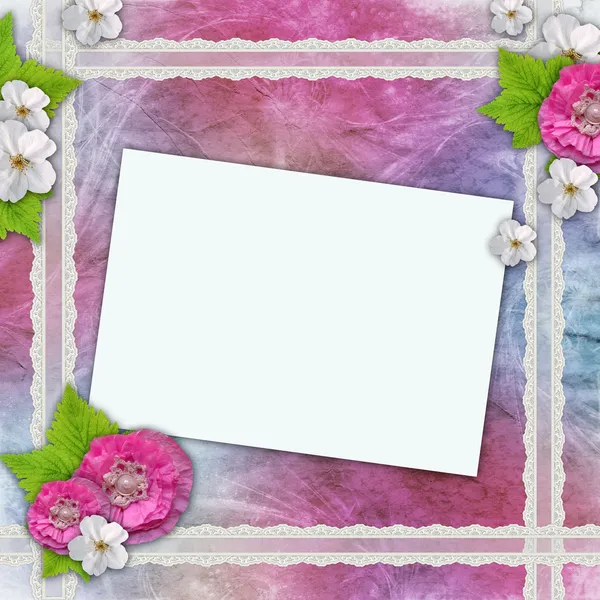 Vintage background with frames for photos, flowers, lace