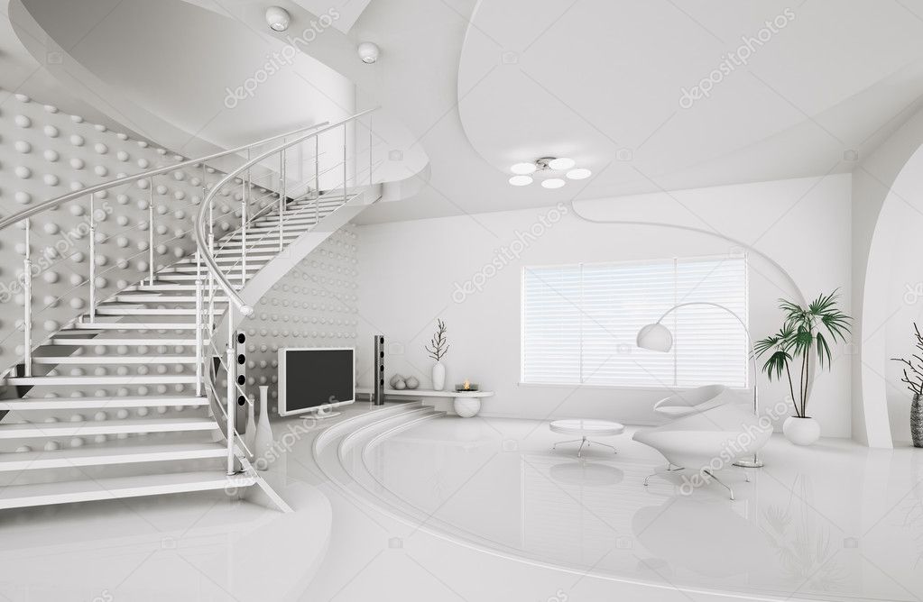 Moderne innenarchitektur wohnzimmer 3d render — stockfoto © scovad ...
