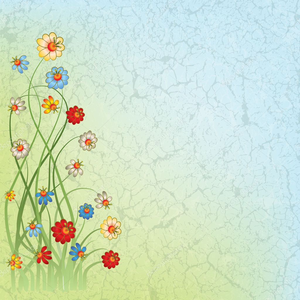 Abstract vintage blue background with flowers — Stock Vector © lembit