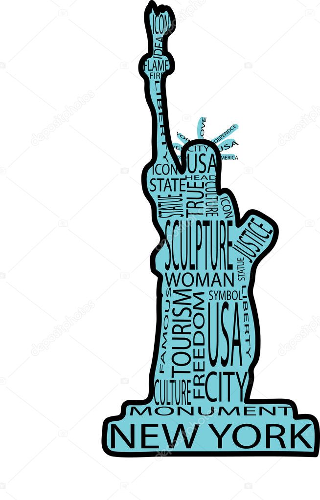 Statue of liberty frm the words — Stock Vector © jonnysek 6386698