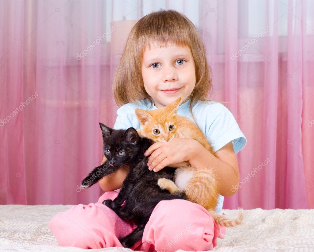 kitten and girl