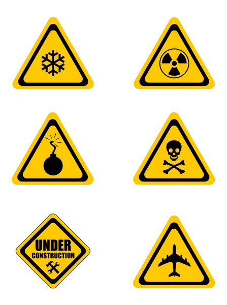 Set triangular warning signs