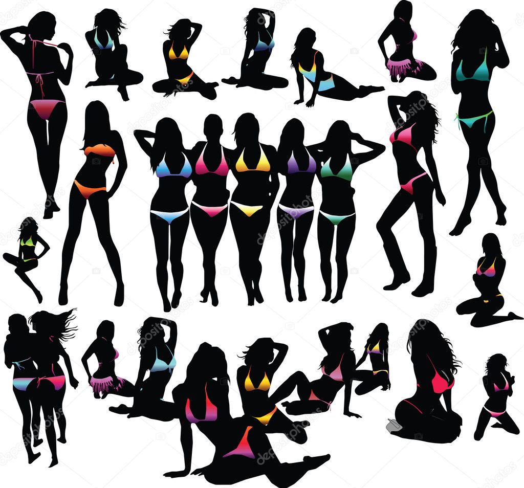 Bikini Girls Silhouette Vector Stock Vector Smotrivnebo