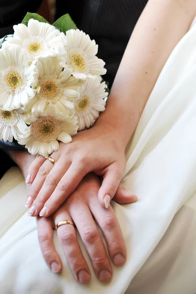 Wedding rings and flowers by Denis Tabler Stock Photo