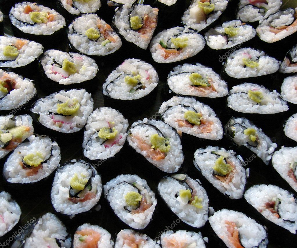 Japanese Traditional Cuisine - sushi rolls — Stock Photo © re_bekka