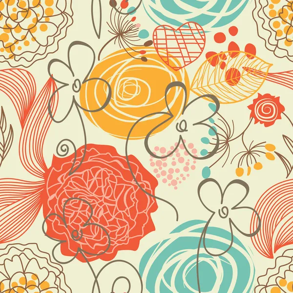 Retro floral seamless pattern by Danussa - Grafika wektorowa