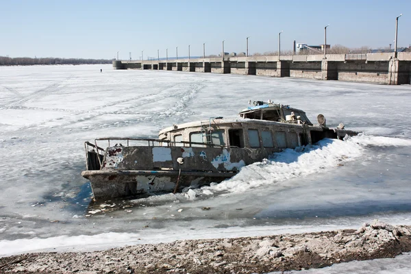 Steam-ship sunk in the ice
