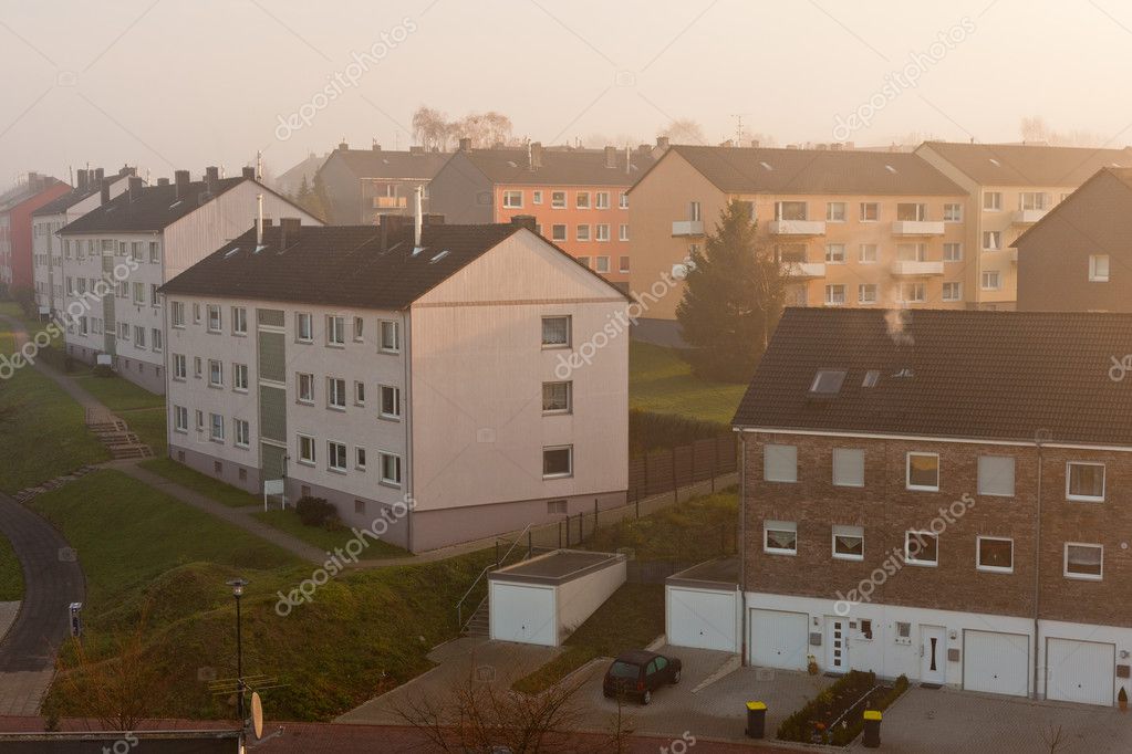 Typical German Suburb of Apartment Buildings — Stock Photo © PiLens