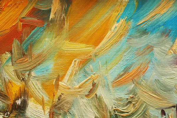 Colorful brushstrokes in oil on canvas