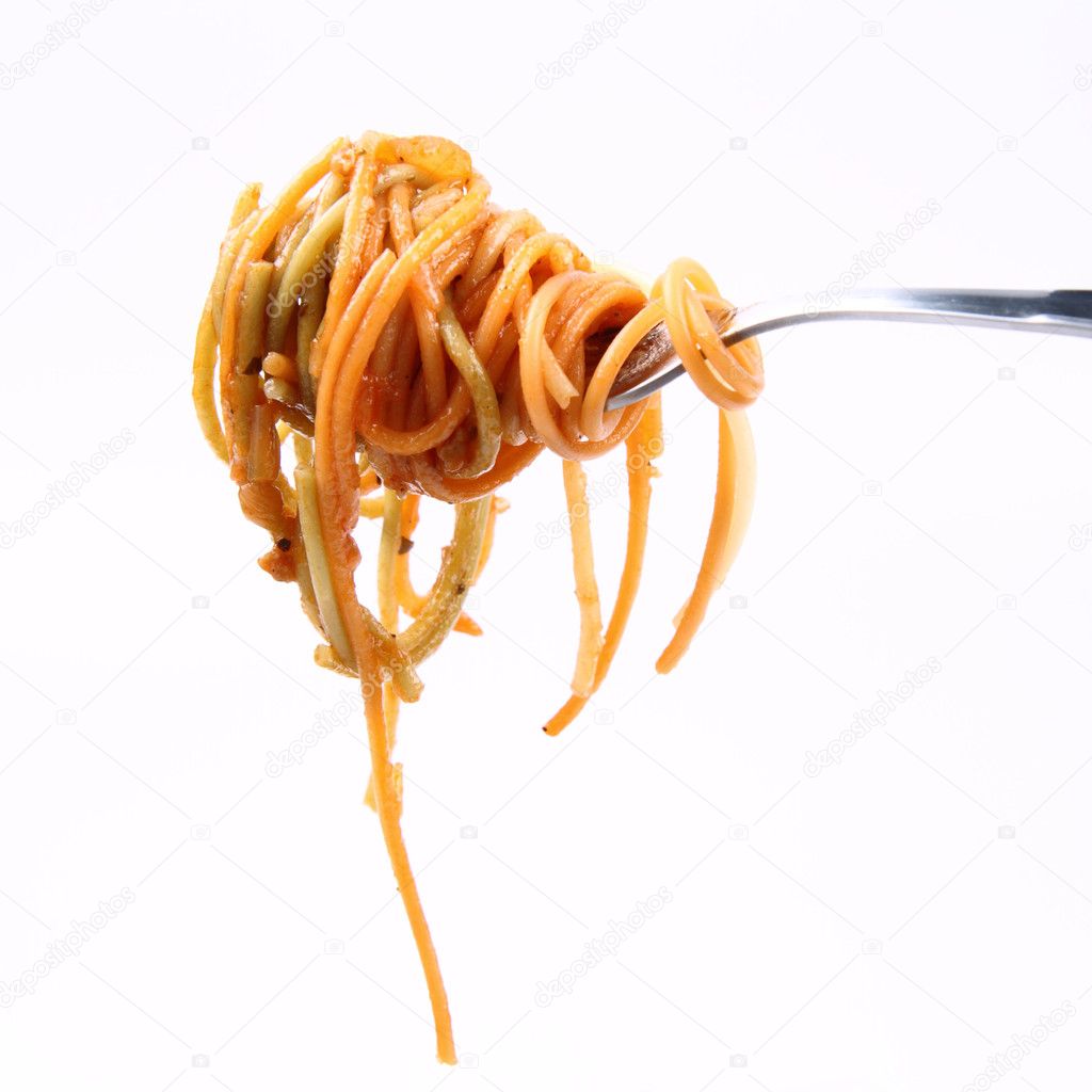 Spaghetti on a fork — Stock Photo © teine26 6569292