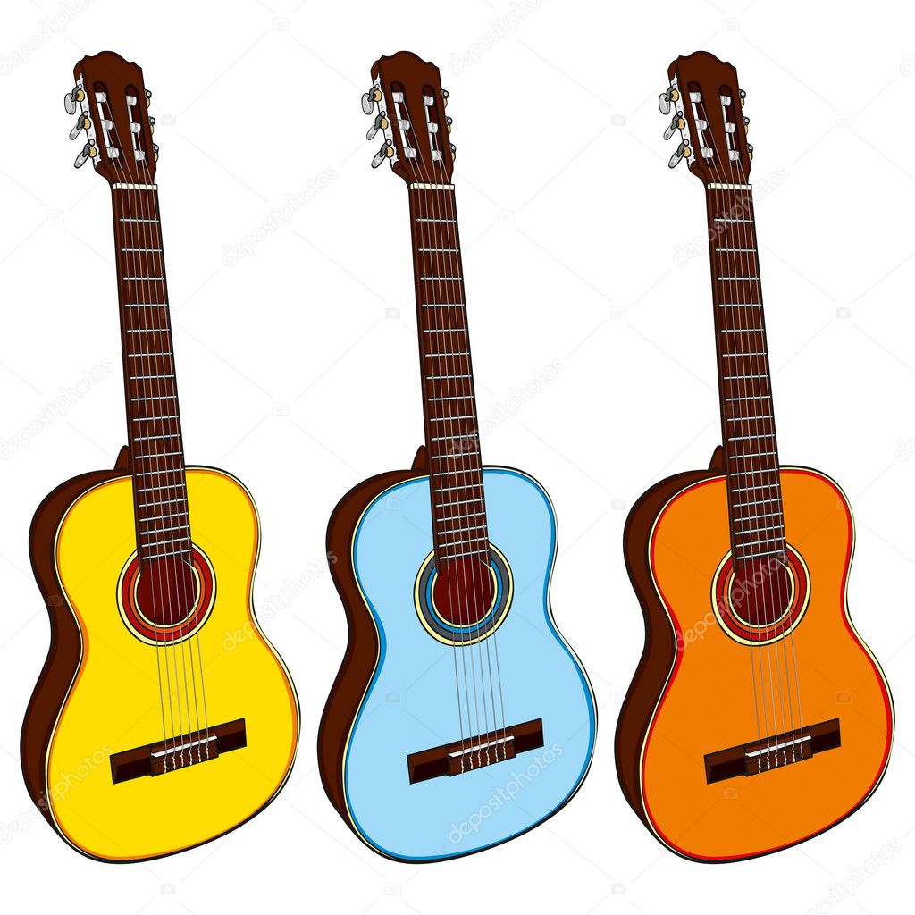 Illustration of classic guitars - Stock Illustration