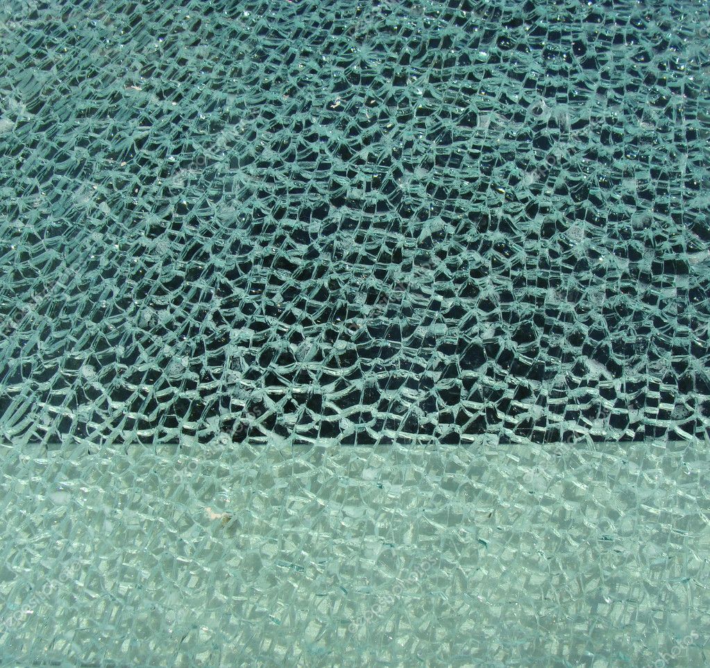 Shattered glass from window in