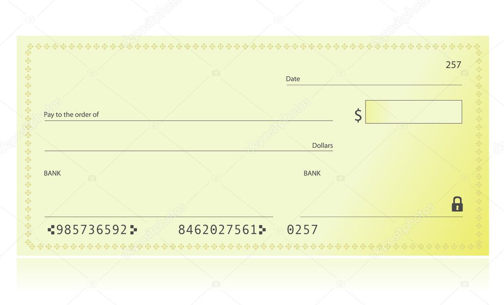 Bank Check illustration isolated over a white background — Stock Photo