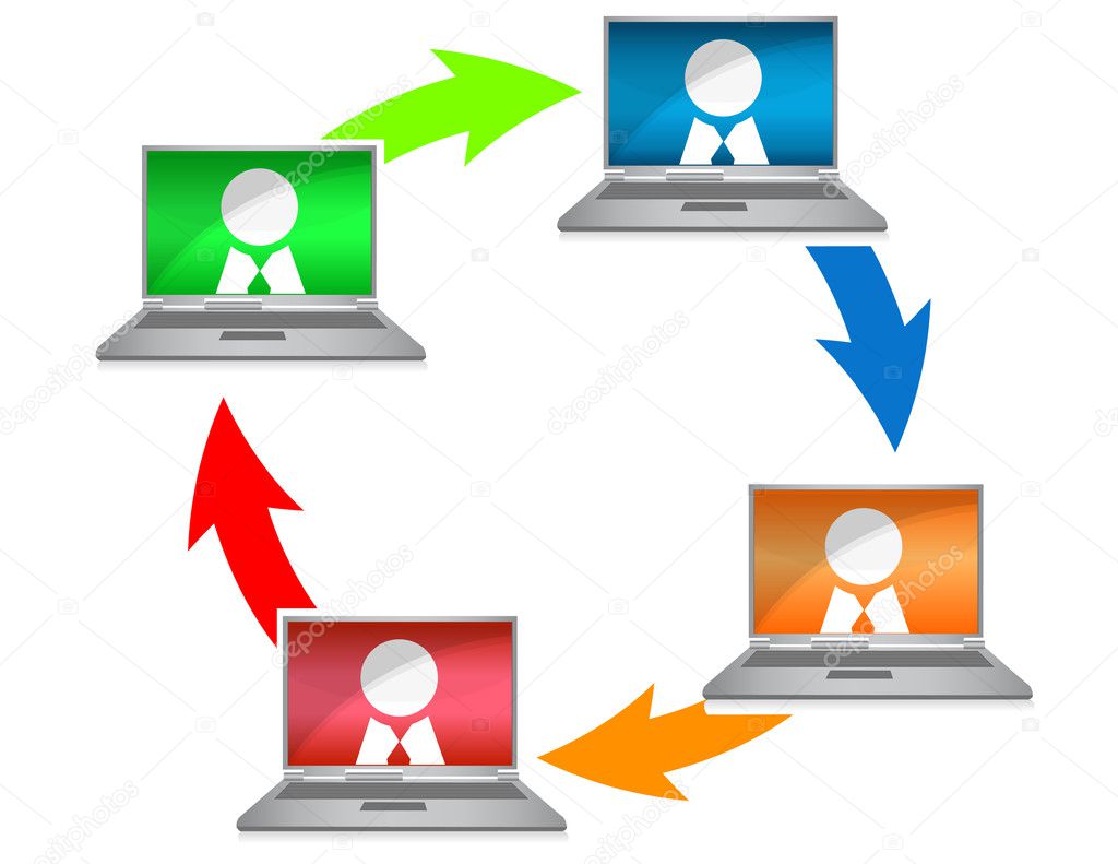 Ilustração Colorida De Rede Sobre Um Fundo Branco Networking — Fotografias De Stock 3794