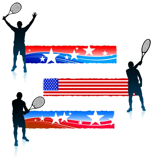 Tennis Player and United States Banner Set