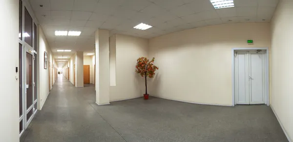 Empty office building corridor