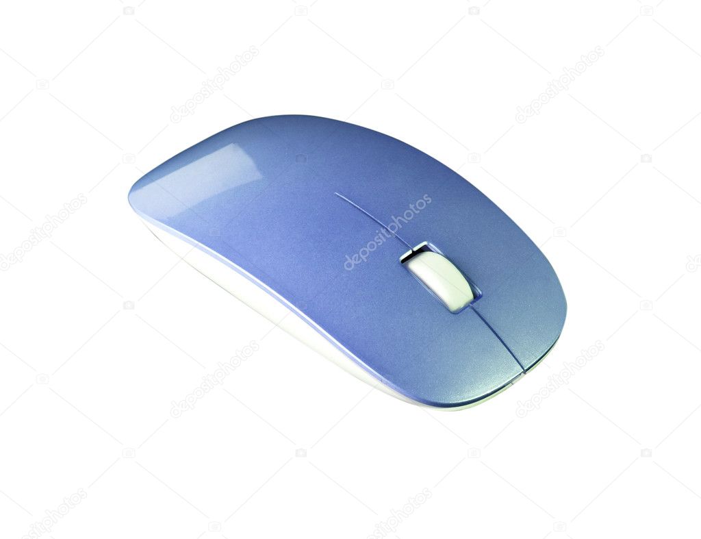 White Computer Mouse On Blue Background Blue Modern Wireless Computer Mouse On White Background
