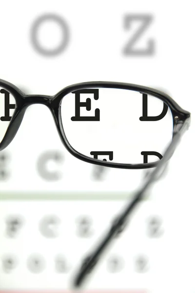 Spectacles on an eye chart