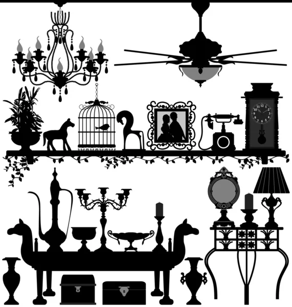 Design Home Furniture on Antique Home Decoration Furniture Interior Design     Stock Vector