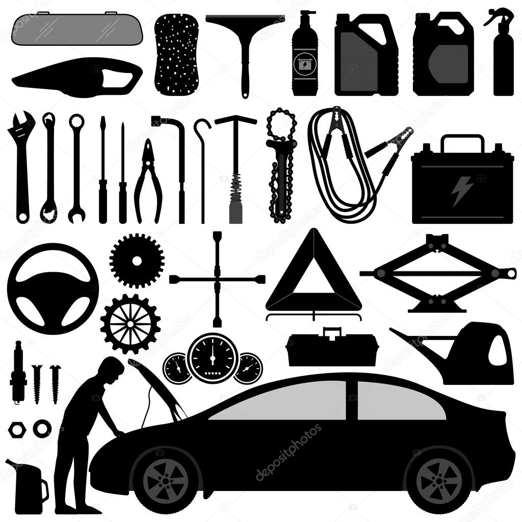 Car Auto Accessories Repair Tool — Stock Vector © leremy 5476080