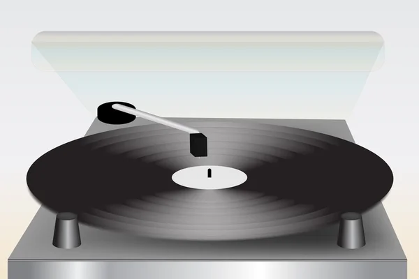 Graphic illustration of old record player with vinyl disk