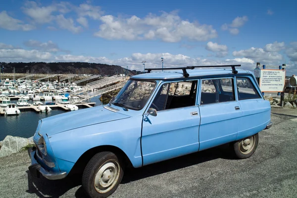 Blue retro french car