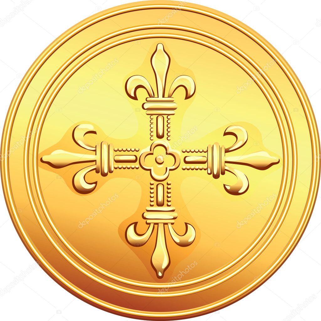 Vector gold coin French ecu — Stock Vector © olgacov #6536654