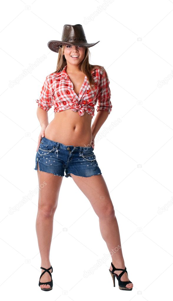 http://static6.depositphotos.com/1040130/561/i/950/depositphotos_5612975-Beautiful-Cowgirl-stand-in-shorts-and-smile.jpg