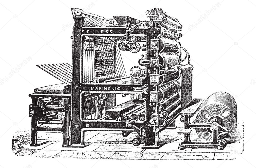printing press drawing