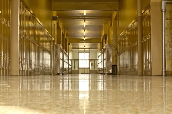Empty high school corridor