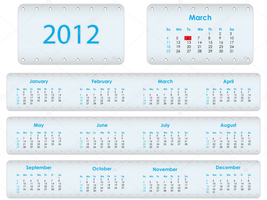 Vector calendar 2012 &mdash; Stock Vector &copy; place4design #5485478