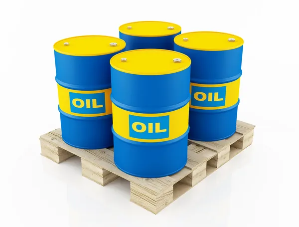 Blue and yellow oil barrels