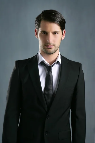 Fashion trendy elegant young black suit man