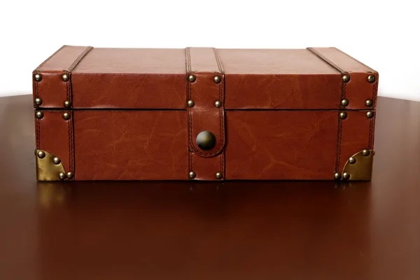 brown leather suitcase. Brown leather suitcase over