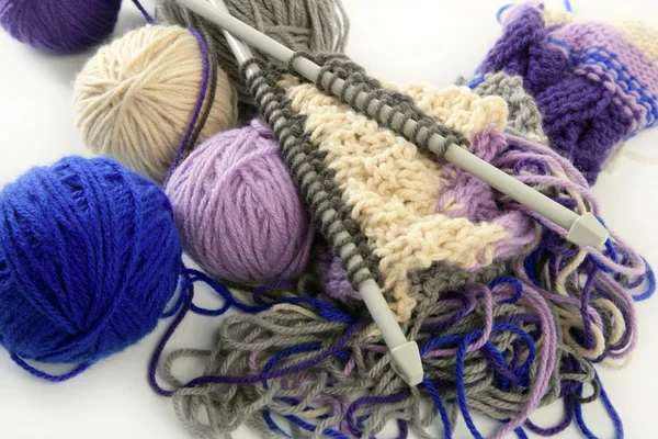 Knitting tools with wool thread balls