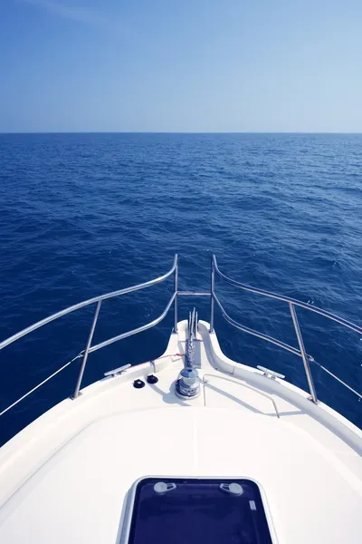 Blue ocean sea view from motorboat yacht bow