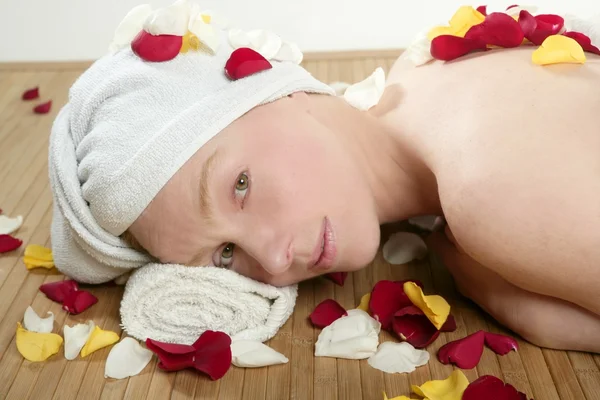 Beautiful woman relaxing spa, aromatherapy