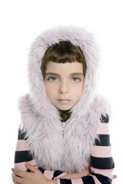 rosa pelliccia cappuccio inverno poco sfondo bianco ritratto di ragazza — Foto Stock © lunamarina #5513650 - depositphotos_5513650-Pink-fur-hood-coat-little-girl-portrait