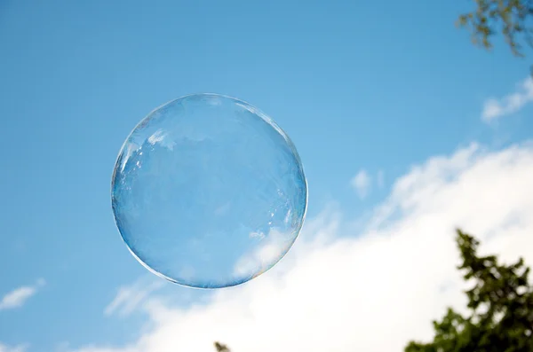 Soap bubble on the blue sky