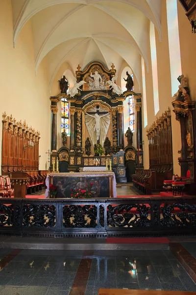 Old catholic church interior in Carpathians