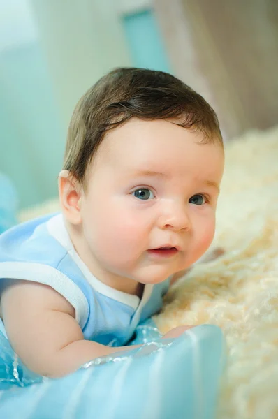 Beautiful Baby  Pictures on Beautiful Baby Boy Is Lying In A Bed    Stock Photo    Maksym Topchii