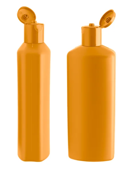 Orange shampoo bottle