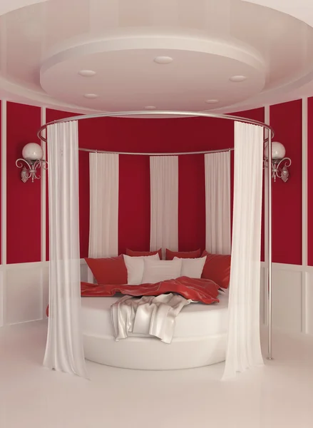 Round bed with curtain in modern interior