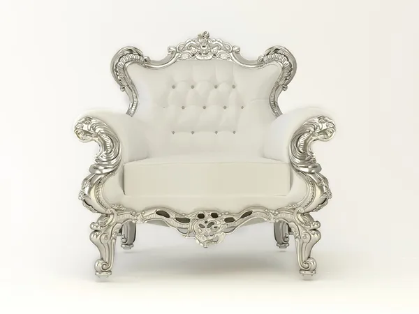 Luxury modern armchair with silver frame on the white background