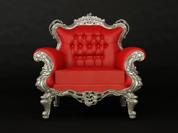 Luxurious red armchair on the black background