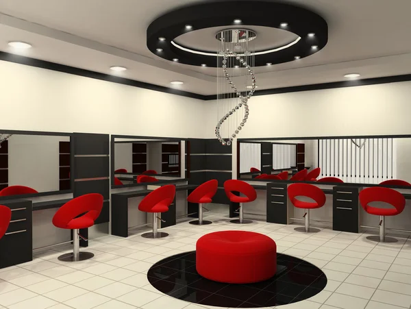 Luxurious interior of a beauty salon with creative ceiling