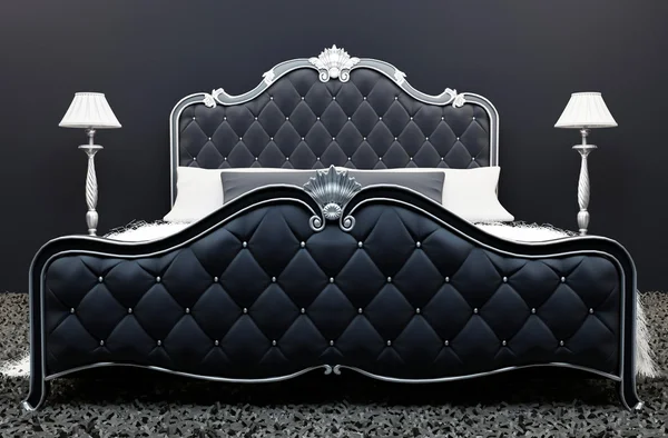 Luxurious bed in modern bedroom interior