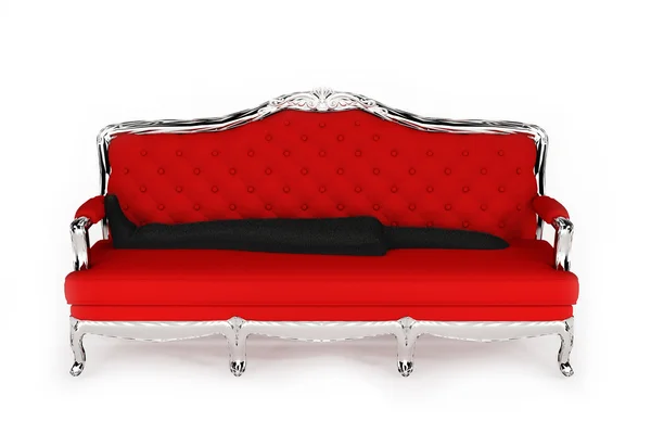 Baroque sofa with black cloth isolated on white background