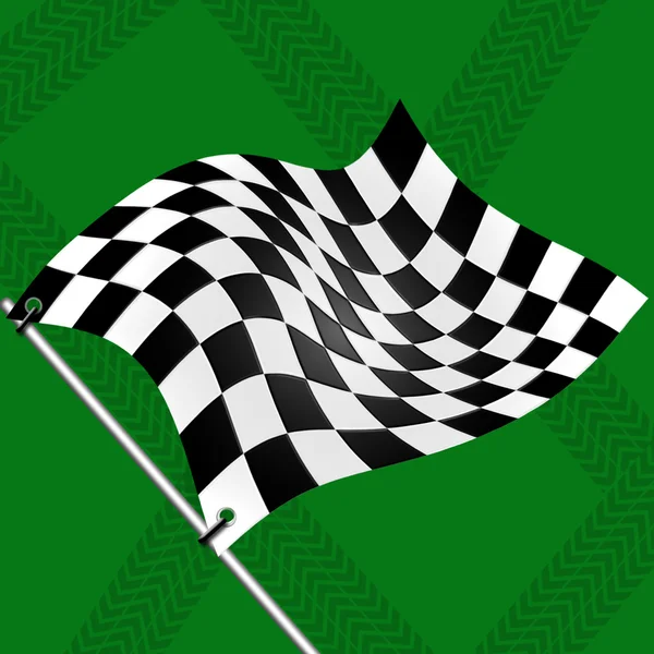 Race flag on green background with traces of tires