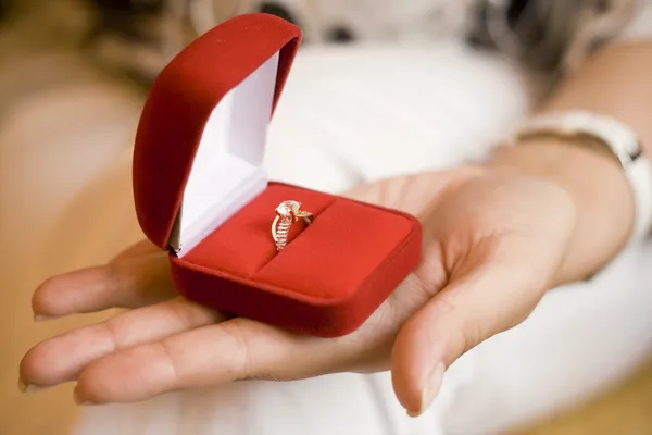 Engagement ring in red box